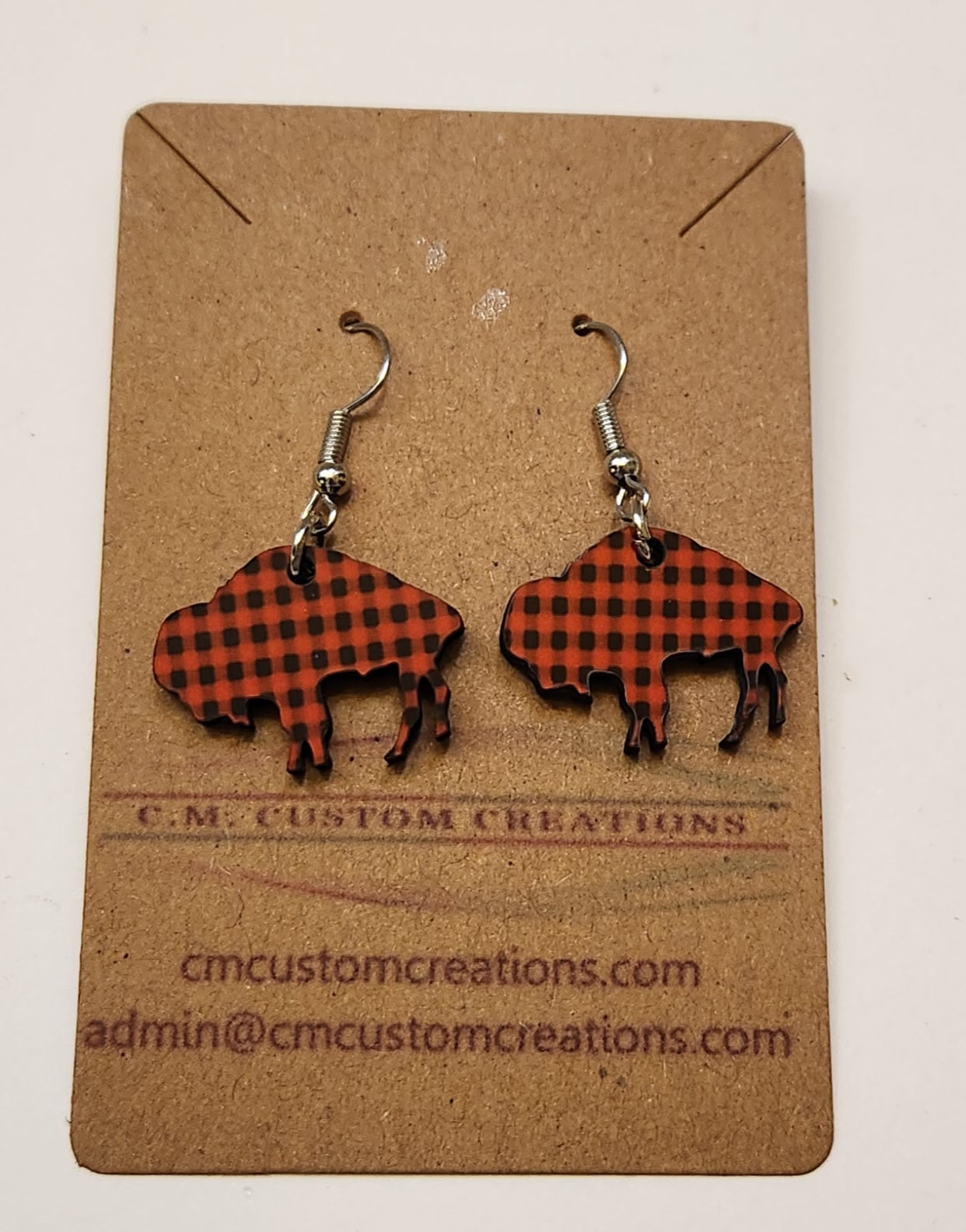 Buffalo Plaid Bison Wire Hook earrings