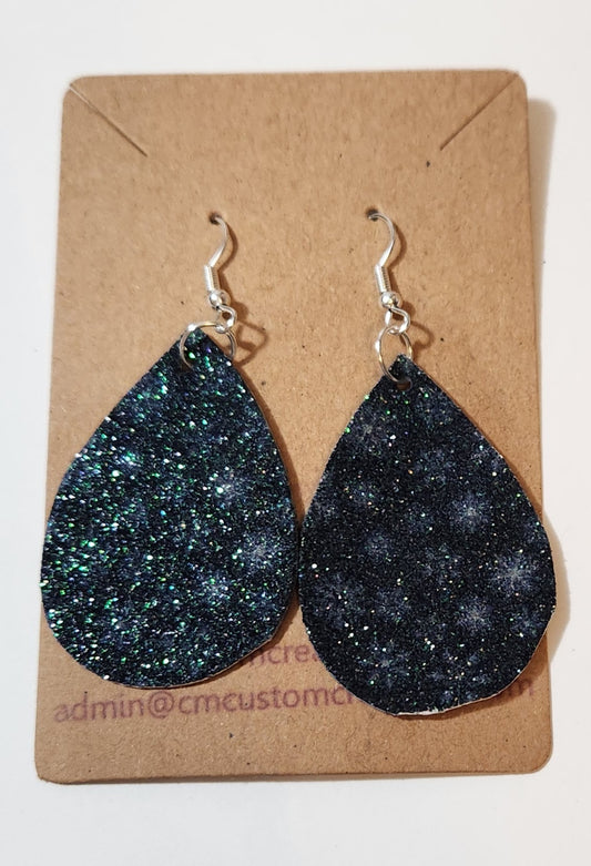 Black Snowflake Leather Christmas Earrings