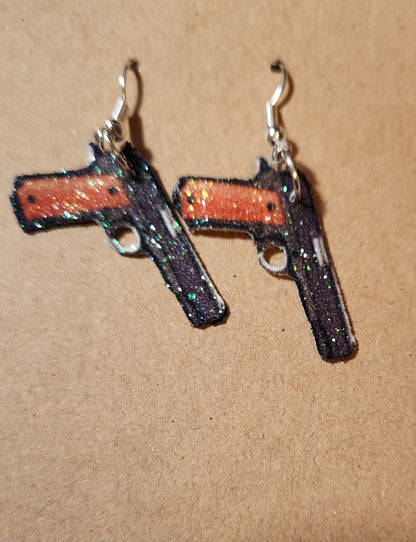 2A 1911 style pistol earrings