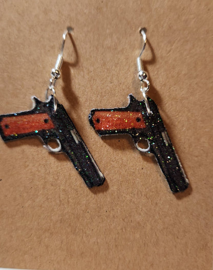 2A 1911 style pistol earrings