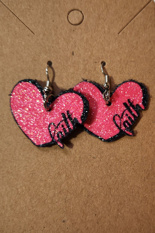 "Faith" Heart Earrings