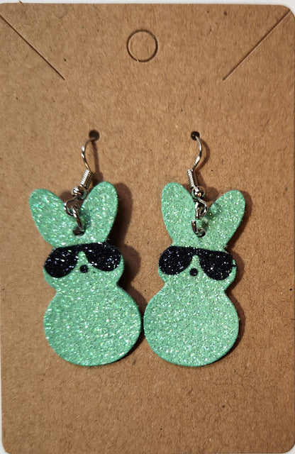 Peeps Green Bunny Earrings