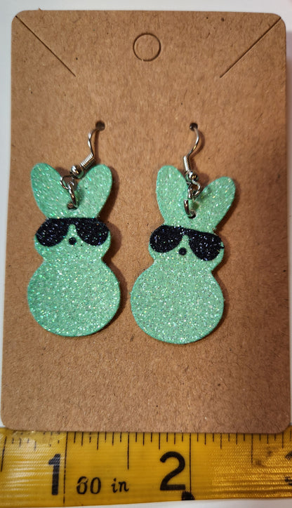 Peeps Green Bunny Earrings