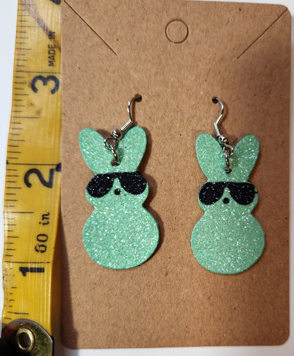 Peeps Green Bunny Earrings